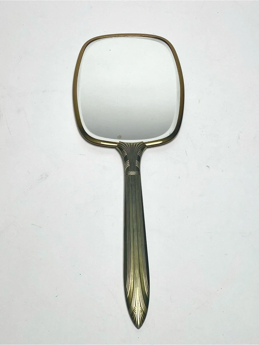 Vintage Brass Hand Mirror - Hollywood Regency Floral Vanity Decor 12.5